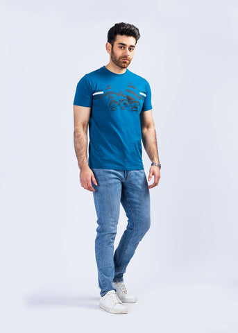 Blue Round Neck Shirt RTNS23009-RTNC23010-BL