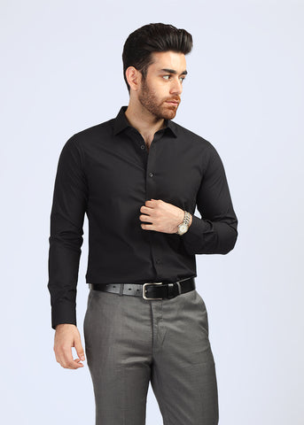 Black Plain Dress Shirt SFP22010-BK