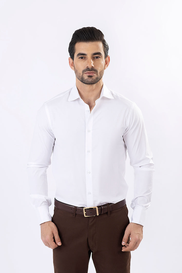 White Plain Dress Shirt SFP23061-WT